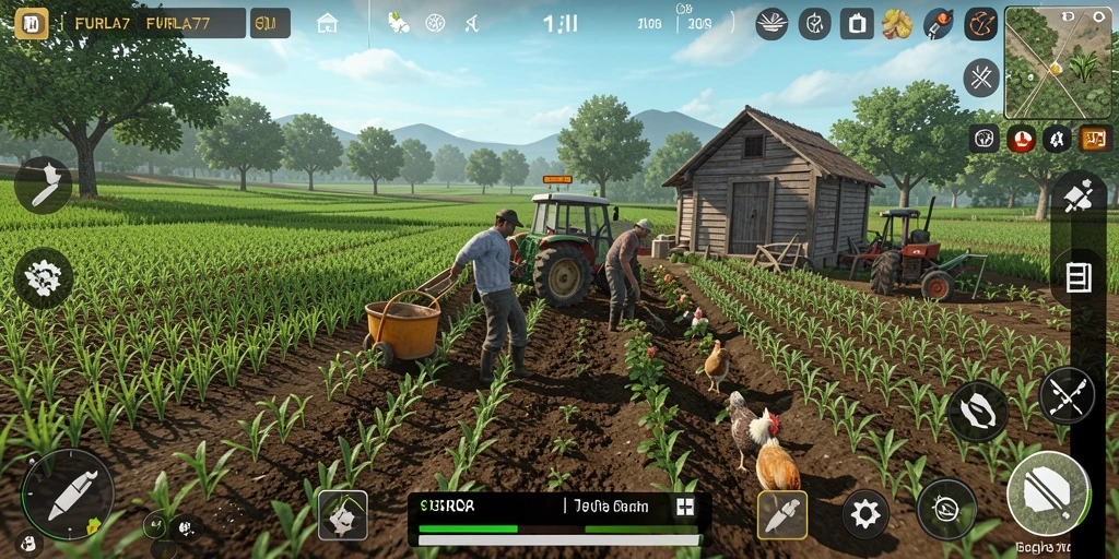 Gambaran gameplay FURLA77 yang seru dengan bercocok tanam dan merawat hewan.
