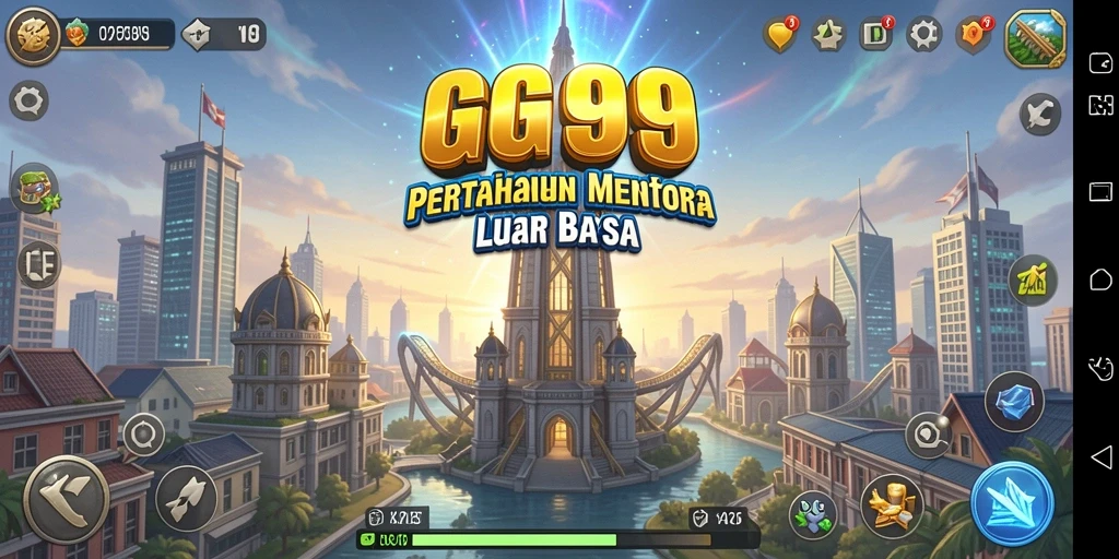 Tangkapan layar utama GG999 menampilkan aksi menara pertahanan yang mendebarkan.
