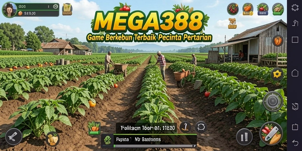 Screenshot gameplay MEGA388 menampilkan kebun yang indah dan penuh warna.
